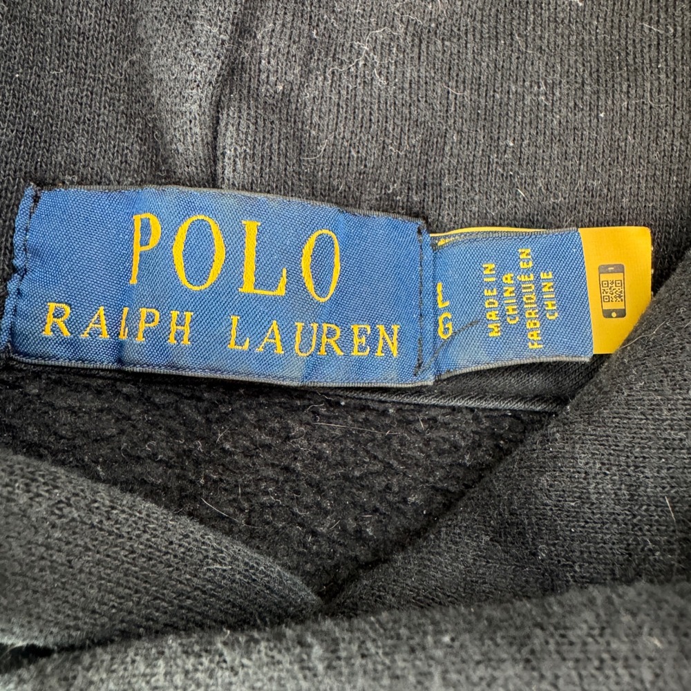 Polo Ralph Lauren Mens Black Fleece Hoodie Red Pony Logo Size Large Pullover - Picture 3 of 8